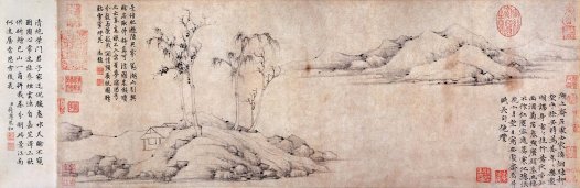 元 倪瓒 安处斋图卷纸本