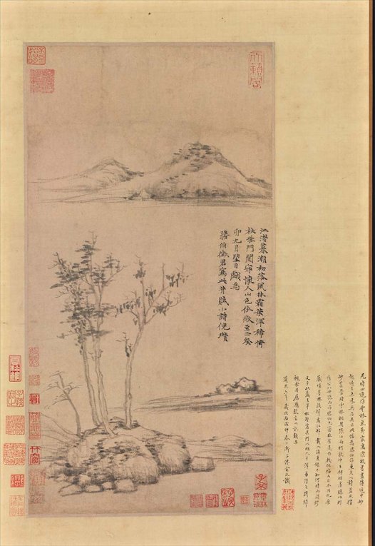 元-倪瓒 江渚風林圖軸