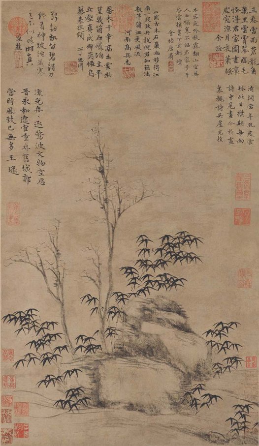 元 倪瓒 古木竹石图轴 北京