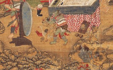 元  陆仲渊 十王图  阎罗大王绢本